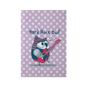 Обложка для паспорта матовая кожа с принтом Hard rock owl в городе Новоалтайск, натуральная матовая кожа | размер 19,3 х 13,7 см; прозрачные пластиковые крепления | Тематика изображения на принте: гитара | гитарист | музыка | музыкант