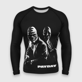 Мужской рашгард 3D с принтом Payday в городе Новоалтайск,  |  | chains | dallas | heist | hoxton | payday | the heist | wolf | банк | грабители | мафиози | мафия | наемники | ограбление