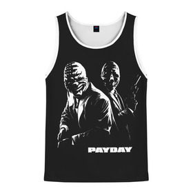 Мужская майка 3D с принтом Payday в городе Новоалтайск, 100% полиэстер | круглая горловина, приталенный силуэт, длина до линии бедра. Пройма и горловина окантованы тонкой бейкой | chains | dallas | heist | hoxton | payday | the heist | wolf | банк | грабители | мафиози | мафия | наемники | ограбление