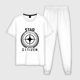 Мужская пижама хлопок с принтом Star Citizen в городе Новоалтайск, 100% хлопок | брюки и футболка прямого кроя, без карманов, на брюках мягкая резинка на поясе и по низу штанин
 | игра | космический | космос | симулятор