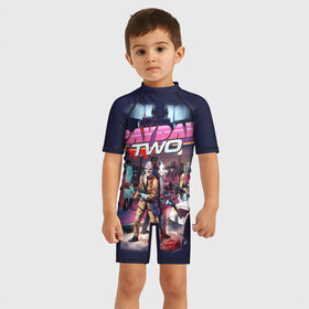 Детский купальный костюм 3D с принтом Payday_3 в городе Новоалтайск, Полиэстер 85%, Спандекс 15% | застежка на молнии на спине | chains | dallas | heist | hoxton | payday | the heist | wolf | банк | грабители | мафиози | мафия | наемники | ограбление