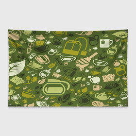 Флаг-баннер с принтом Tea pattern в городе Новоалтайск, 100% полиэстер | размер 67 х 109 см, плотность ткани — 95 г/м2; по краям флага есть четыре люверса для крепления | bombing | pattern | tea | бомбинг | листья | напиток | текстуры | узор | чай