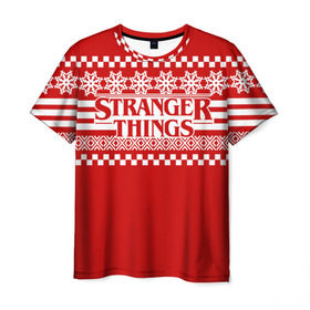 Мужская футболка 3D с принтом Свитер Stranger Things в городе Новоалтайск, 100% полиэфир | прямой крой, круглый вырез горловины, длина до линии бедер | stranger things | новогодний | очень странные дела | праздничный | рождество | свитер