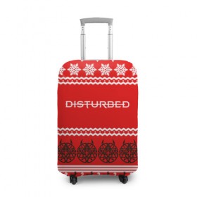 Чехол для чемодана 3D с принтом Праздничный Disturbed в городе Новоалтайск, 86% полиэфир, 14% спандекс | двустороннее нанесение принта, прорези для ручек и колес | disturbed | встревоженные | джон мойер | дистёрбд | дэвид дрейман | дэн дониган | майк венгрен | новогодний | новый год | праздник | рождество