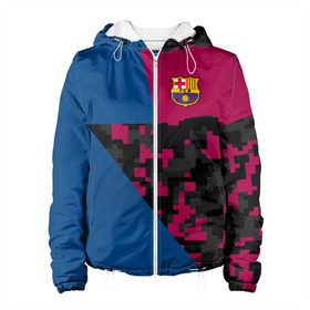 Женская куртка 3D с принтом FC Barca 2018 Creative uniform в городе Новоалтайск, ткань верха — 100% полиэстер, подклад — флис | прямой крой, подол и капюшон оформлены резинкой с фиксаторами, два кармана без застежек по бокам, один большой потайной карман на груди. Карман на груди застегивается на липучку | fc | fc barcelona | fcb | барселона | спорт | спортивные | фк | футбол | футбольный клуб