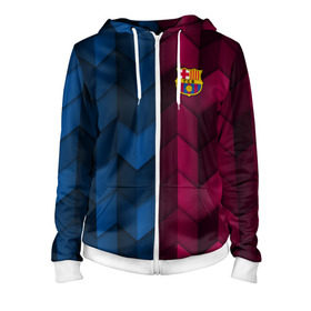 Женская толстовка 3D на молнии с принтом FC Barca 2018 Creative uniform в городе Новоалтайск, 100% полиэстер | длина до линии бедра, манжеты и пояс оформлены мягкой тканевой резинкой, двухслойный капюшон со шнурком для регулировки, спереди молния, по бокам два кармана | fc | fc barcelona | fcb | барселона | спорт | спортивные | фк | футбол | футбольный клуб