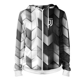 Женская толстовка 3D на молнии с принтом Juventus 2018 Geometry Sport в городе Новоалтайск, 100% полиэстер | длина до линии бедра, манжеты и пояс оформлены мягкой тканевой резинкой, двухслойный капюшон со шнурком для регулировки, спереди молния, по бокам два кармана | fc | juventus | спорт | спортивные | фк | футбол | футбольный клуб | ювентус