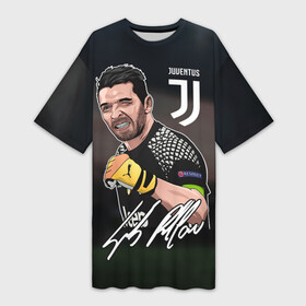 Платье-футболка 3D Джанлуиджи Буффон: в городе Новоалтайск,  |  | buffon | champions | gianluigi | juventus | league | legend | paint | автограф | буффон | джанлуиджи | легенда | лига | рисунок | чемпионов | ювентус