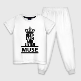 Детская пижама хлопок с принтом Keep calm and listen Muse в городе Новоалтайск, 100% хлопок |  брюки и футболка прямого кроя, без карманов, на брюках мягкая резинка на поясе и по низу штанин
 | muse | альтернативный | группа | доминик ховард | крис уолстенхолм | мосе | моус | моусе | муз | муза | музе | музыка | мусе | мэттью беллами | прогрессивный | рок | симфонический | спейс | спейсрок