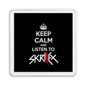 Магнит 55*55 с принтом Skrillex keep calm в городе Новоалтайск, Пластик | Размер: 65*65 мм; Размер печати: 55*55 мм | dub step | dubstep | keep calm | skrillex | даб степ | дабстеп | диджей | драм энд басс | скрилекс