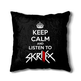 Подушка 3D с принтом Skrillex keep calm в городе Новоалтайск, наволочка – 100% полиэстер, наполнитель – холлофайбер (легкий наполнитель, не вызывает аллергию). | состоит из подушки и наволочки. Наволочка на молнии, легко снимается для стирки | dub step | dubstep | keep calm | skrillex | даб степ | дабстеп | диджей | драм энд басс | скрилекс