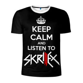 Мужская футболка 3D спортивная Skrillex keep calm: в городе Новоалтайск, 100% полиэстер с улучшенными характеристиками | приталенный силуэт, круглая горловина, широкие плечи, сужается к линии бедра | dub step | dubstep | keep calm | skrillex | даб степ | дабстеп | диджей | драм энд басс | скрилекс