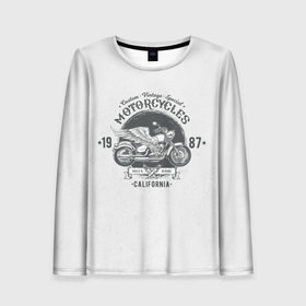 Женский лонгслив 3D с принтом Vintage motocycle в городе Новоалтайск, 100% полиэстер | длинные рукава, круглый вырез горловины, полуприлегающий силуэт | harley | motorbike | motorcycle | race | rider | ryder | skull | speed | байк | гонки | гонщик | мото | мотобайк | мотоцикл | райдер | скорость | харлей | череп