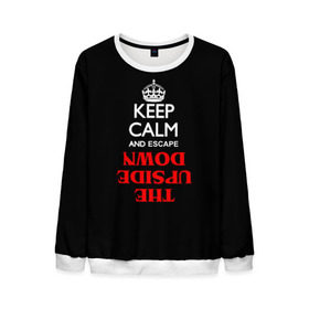 Мужской свитшот 3D с принтом KEEP CALM Stranger Things в городе Новоалтайск, 100% полиэстер с мягким внутренним слоем | круглый вырез горловины, мягкая резинка на манжетах и поясе, свободная посадка по фигуре | stranger things | upside down | очень странные дела