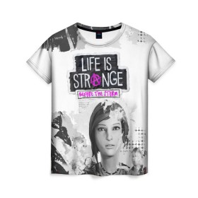 Женская футболка 3D с принтом Chloe. Life is Strange. в городе Новоалтайск, 100% полиэфир ( синтетическое хлопкоподобное полотно) | прямой крой, круглый вырез горловины, длина до линии бедер | before the storm | black and white | chloe | grunge | life is strange | pink | punk | гранж | розовый | хлоя | черно белое