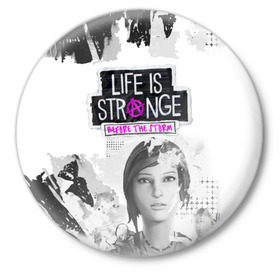 Значок с принтом Chloe. Life is Strange. в городе Новоалтайск,  металл | круглая форма, металлическая застежка в виде булавки | Тематика изображения на принте: before the storm | black and white | chloe | grunge | life is strange | pink | punk | гранж | розовый | хлоя | черно белое