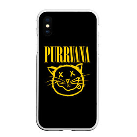 Чехол для iPhone XS Max матовый с принтом Purrvana в городе Новоалтайск, Силикон | Область печати: задняя сторона чехла, без боковых панелей | nirvana | мурвана | нирвана