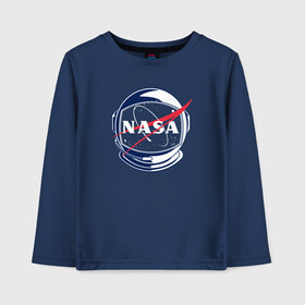 Детский лонгслив хлопок с принтом NASA в городе Новоалтайск, 100% хлопок | круглый вырез горловины, полуприлегающий силуэт, длина до линии бедер | nasa | астронавт | астрофизика | космическое агенство | космонавт | космос | наса | скафандр  | шлем