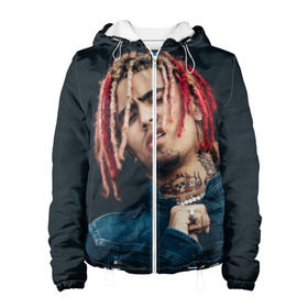 Женская куртка 3D с принтом Lil Pump в городе Новоалтайск, ткань верха — 100% полиэстер, подклад — флис | прямой крой, подол и капюшон оформлены резинкой с фиксаторами, два кармана без застежек по бокам, один большой потайной карман на груди. Карман на груди застегивается на липучку | esketit | esskeetit | gang | lil | pump | rap | качер | лил | маленький | насос | памп | репер | рэпер | рэппер | с дредами | эшкере | эшкерее | эшкереее | эшкерееее | эщкере | эщкерее | эщкереее | эщкерееее