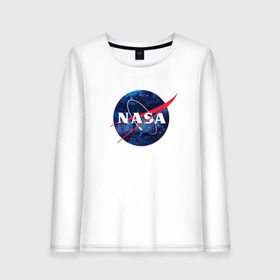 Женский лонгслив хлопок с принтом NASA в городе Новоалтайск, 100% хлопок |  | nasa | астронавт | астрофизика | космическое агенство | космонавт | космос | наса | скафандр   | шлем