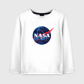 Детский лонгслив хлопок с принтом NASA в городе Новоалтайск, 100% хлопок | круглый вырез горловины, полуприлегающий силуэт, длина до линии бедер | nasa | астронавт | астрофизика | космическое агенство | космонавт | космос | наса | скафандр   | шлем