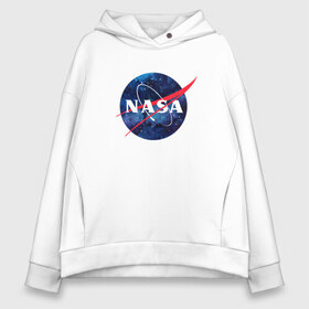 Женское худи Oversize хлопок с принтом NASA в городе Новоалтайск, френч-терри — 70% хлопок, 30% полиэстер. Мягкий теплый начес внутри —100% хлопок | боковые карманы, эластичные манжеты и нижняя кромка, капюшон на магнитной кнопке | nasa | астронавт | астрофизика | космическое агенство | космонавт | космос | наса | скафандр   | шлем