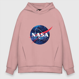 Мужское худи Oversize хлопок с принтом NASA в городе Новоалтайск, френч-терри — 70% хлопок, 30% полиэстер. Мягкий теплый начес внутри —100% хлопок | боковые карманы, эластичные манжеты и нижняя кромка, капюшон на магнитной кнопке | nasa | астронавт | астрофизика | космическое агенство | космонавт | космос | наса | скафандр   | шлем