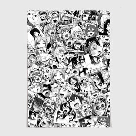 Постер с принтом Ahegao в городе Новоалтайск, 100% бумага
 | бумага, плотность 150 мг. Матовая, но за счет высокого коэффициента гладкости имеет небольшой блеск и дает на свету блики, но в отличии от глянцевой бумаги не покрыта лаком | anime | аниме | лицо | паттрен | чернобелый