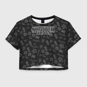 Женская футболка Crop-top 3D с принтом STRANGER THINGS | ОЧЕНЬ СТРАННЫЕ ДЕЛА в городе Новоалтайск, 100% полиэстер | круглая горловина, длина футболки до линии талии, рукава с отворотами | 11 | stranger things | одди | одиннадцатая | очень странные дела | сериалы
