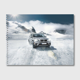 Альбом для рисования с принтом BMW X5 в городе Новоалтайск, 100% бумага
 | матовая бумага, плотность 200 мг. | Тематика изображения на принте: auto | race | авто | автомобиль | бмв | бумер | бэха | гонки | марка | машина