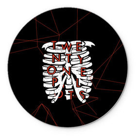 Коврик для мышки круглый с принтом Twenty One Pilots  Bones в городе Новоалтайск, резина и полиэстер | круглая форма, изображение наносится на всю лицевую часть | rock | t.o.p. | top | twenty one pilots | рок