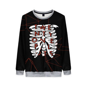 Женский свитшот 3D с принтом Twenty One Pilots Bones в городе Новоалтайск, 100% полиэстер с мягким внутренним слоем | круглый вырез горловины, мягкая резинка на манжетах и поясе, свободная посадка по фигуре | rock | t.o.p. | top | twenty one pilots | рок