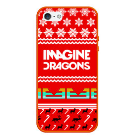 Чехол для iPhone 5/5S матовый с принтом Праздничный Imagine Dragons в городе Новоалтайск, Силикон | Область печати: задняя сторона чехла, без боковых панелей | Тематика изображения на принте: dragons | imagine | альтернативный | американская | арена | бэн макки | группа | драгонс | дэн | дэн рейнольдс | знак | имеджин | инди | индирок | красный | надпись | новогодний | новый год | поп | праздник