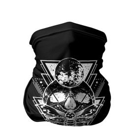 Бандана-труба 3D с принтом Череп ХХI-XVII на черном фоне в городе Новоалтайск, 100% полиэстер, ткань с особыми свойствами — Activecool | плотность 150‒180 г/м2; хорошо тянется, но сохраняет форму | black  white | bones | figures | geometry | inscriptions | moon | moth | skull | tattoo | triangles | геометрия | кости | луна | мотылек | надписи | тату | треугольники | цифры | череп | черно белое