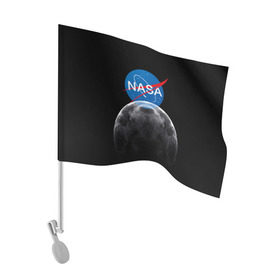 Флаг для автомобиля с принтом NASA MOON в городе Новоалтайск, 100% полиэстер | Размер: 30*21 см | galaxy | moon | nasa | space | астрономия | известные | космос | луна | наса | планет