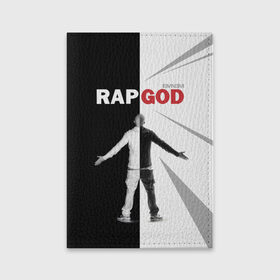 Обложка для паспорта матовая кожа с принтом Rap God Eminem в городе Новоалтайск, натуральная матовая кожа | размер 19,3 х 13,7 см; прозрачные пластиковые крепления | 