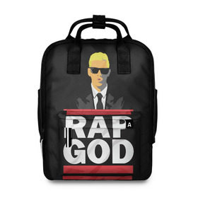 Женский рюкзак 3D с принтом Rap God Eminem в городе Новоалтайск, 100% полиэстер | лямки с регулируемой длиной, сверху ручки, чтобы рюкзак нести как сумку. Основное отделение закрывается на молнию, как и внешний карман. Внутри два дополнительных кармана, один из которых закрывается на молнию. По бокам два дополнительных кармашка, куда поместится маленькая бутылочка
 | actor | american rapper | composer | eminem | music | rap | rap god | record producer |   | актёр | американский | композитор | музыка | музыкальный продюсер | рэп | рэпер
