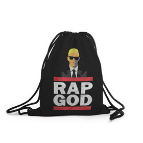 Рюкзак-мешок 3D с принтом Rap God Eminem в городе Новоалтайск, 100% полиэстер | плотность ткани — 200 г/м2, размер — 35 х 45 см; лямки — толстые шнурки, застежка на шнуровке, без карманов и подкладки | actor | american rapper | composer | eminem | music | rap | rap god | record producer |   | актёр | американский | композитор | музыка | музыкальный продюсер | рэп | рэпер