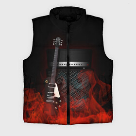 Мужской жилет утепленный 3D с принтом Rock в городе Новоалтайск,  |  | fire | flame | guitar | metal | music | rock | sound | гитара | метал | металл | музыка | огонь | пламя | рок