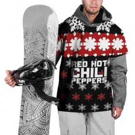 Накидка на куртку 3D с принтом Праздничный RHCP в городе Новоалтайск, 100% полиэстер |  | red hot chili peppers | rhcp | альтернативный | группа | джош клингхоффер | знак | красные острые перцы чили | красный | метал | надпись | новогодний | новый год | праздник | ред хот ч | рождество | рок | рхчп | рэп