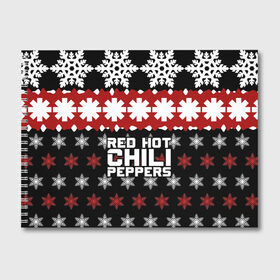Альбом для рисования с принтом Праздничный RHCP в городе Новоалтайск, 100% бумага
 | матовая бумага, плотность 200 мг. | Тематика изображения на принте: red hot chili peppers | rhcp | альтернативный | группа | джош клингхоффер | знак | красные острые перцы чили | красный | метал | надпись | новогодний | новый год | праздник | ред хот ч | рождество | рок | рхчп | рэп