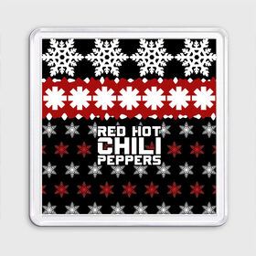 Магнит 55*55 с принтом Праздничный RHCP в городе Новоалтайск, Пластик | Размер: 65*65 мм; Размер печати: 55*55 мм | red hot chili peppers | rhcp | альтернативный | группа | джош клингхоффер | знак | красные острые перцы чили | красный | метал | надпись | новогодний | новый год | праздник | ред хот ч | рождество | рок | рхчп | рэп