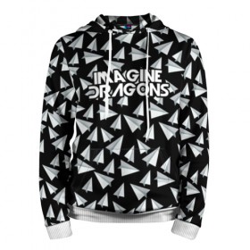 Мужская толстовка 3D с принтом IMAGINE DRAGONS в городе Новоалтайск, 100% полиэстер | двухслойный капюшон со шнурком для регулировки, мягкие манжеты на рукавах и по низу толстовки, спереди карман-кенгуру с мягким внутренним слоем. | imagine dragons | бумажный самолетик | драгонс | самолетик