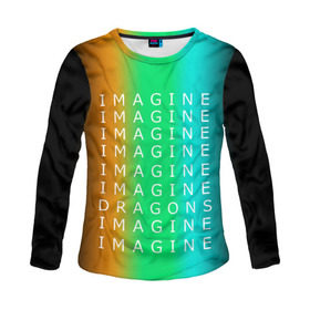 Женский лонгслив 3D с принтом IMAGINE DRAGONS в городе Новоалтайск, 100% полиэстер | длинные рукава, круглый вырез горловины, полуприлегающий силуэт | evolve | imagine dragons | new age | вокалист | группа | драгонс | известные | личности | надписи | реп | рок | триколор | фирменные цвета | яркие
