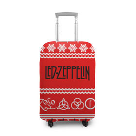 Чехол для чемодана 3D с принтом Праздничный Led Zeppelin в городе Новоалтайск, 86% полиэфир, 14% спандекс | двустороннее нанесение принта, прорези для ручек и колес | led zeppelin | блюз | группа | джимми пейдж | джон генри бонэм | джон пол джонс | знак | красный | лед зепелен | лед зеппелин | метал | надпись | новогодний | новый год | праздник | роберт плант | рождество