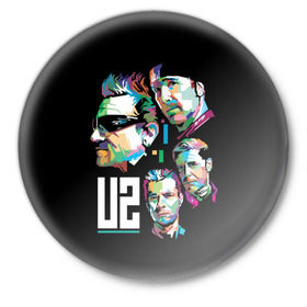 Значок с принтом U2 rock - band в городе Новоалтайск,  металл | круглая форма, металлическая застежка в виде булавки | Тематика изображения на принте: adam clayton | alternative | band | bono | dance rock | dublin | edge | ireland | larry mullen | music | postpunk | rock | soft rock | u2 | адам клейтон | альтернативный | боно | группа | дублин | дэнс рок | ирландия | ларри маллен | музыка | постпанк | р