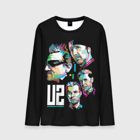 Мужской лонгслив 3D с принтом U2 rock - band в городе Новоалтайск, 100% полиэстер | длинные рукава, круглый вырез горловины, полуприлегающий силуэт | Тематика изображения на принте: adam clayton | alternative | band | bono | dance rock | dublin | edge | ireland | larry mullen | music | postpunk | rock | soft rock | u2 | адам клейтон | альтернативный | боно | группа | дублин | дэнс рок | ирландия | ларри маллен | музыка | постпанк | р