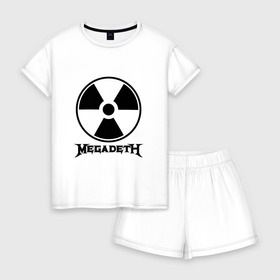 Женская пижама с шортиками хлопок с принтом Megadeth в городе Новоалтайск, 100% хлопок | футболка прямого кроя, шорты свободные с широкой мягкой резинкой | megadet | megadeth | группа | дирк вербурен | дэвид эллефсон | дэйв мастейн | кико лоурейро | мегадет | мегадетх | метал | рок | трэш | трэшметал | тяжелый | хард | хардрок | хеви | хевиметал