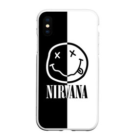 Чехол для iPhone XS Max матовый с принтом Nirvana в городе Новоалтайск, Силикон | Область печати: задняя сторона чехла, без боковых панелей | cobain | kurt | nirvana | альтернативный | гранж | грол | группа | дональд | кобейн | курт | музыка | музыкант | надпись | нервана | нирвана | новоселич | певец | рок | смайл | смайлик | солист | язык