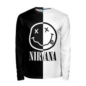Мужской лонгслив 3D с принтом Nirvana в городе Новоалтайск, 100% полиэстер | длинные рукава, круглый вырез горловины, полуприлегающий силуэт | Тематика изображения на принте: cobain | kurt | nirvana | альтернативный | гранж | грол | группа | дональд | кобейн | курт | музыка | музыкант | надпись | нервана | нирвана | новоселич | певец | рок | смайл | смайлик | солист | язык